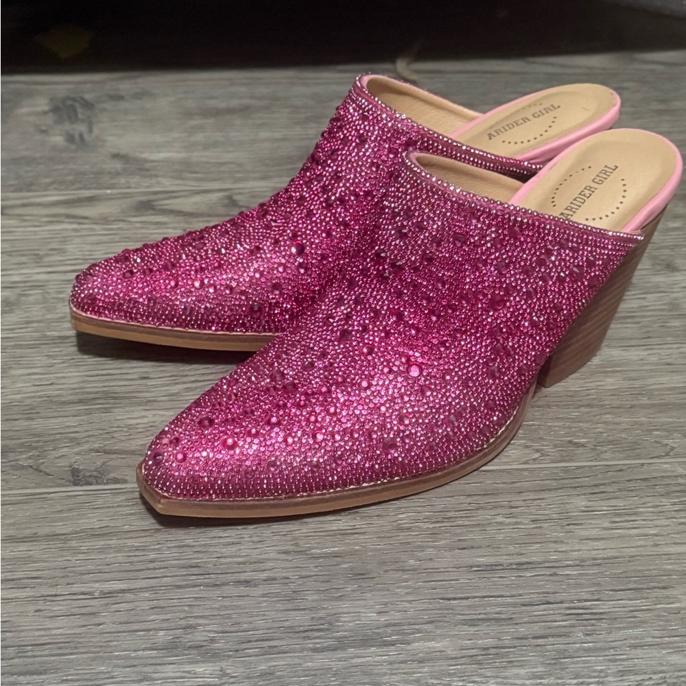ANDREA FENZI Sparkling Pink Mules